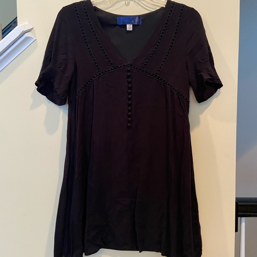Blue Rain Loose-Fitting Black Dress